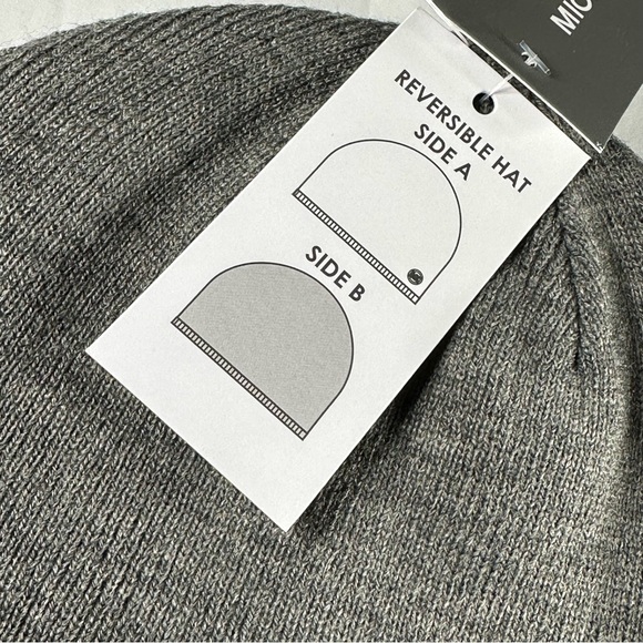 Michael Kors Men’s Beanie Winter Hat Reversible Black And Gray 34012C New NWT - Picture 3 of 12